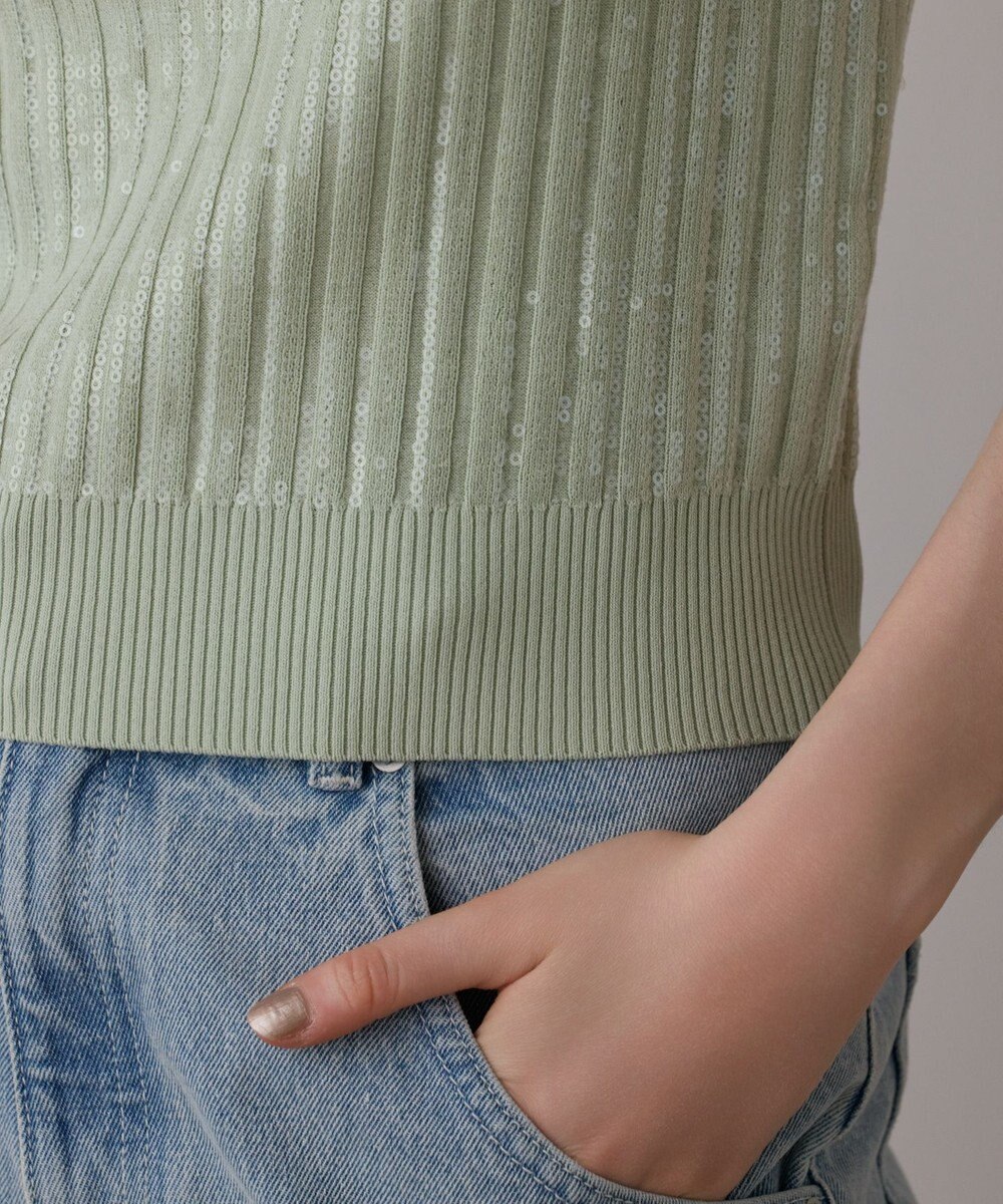 GRACE CONTINENTAL スパンコールニットノースリーブ 