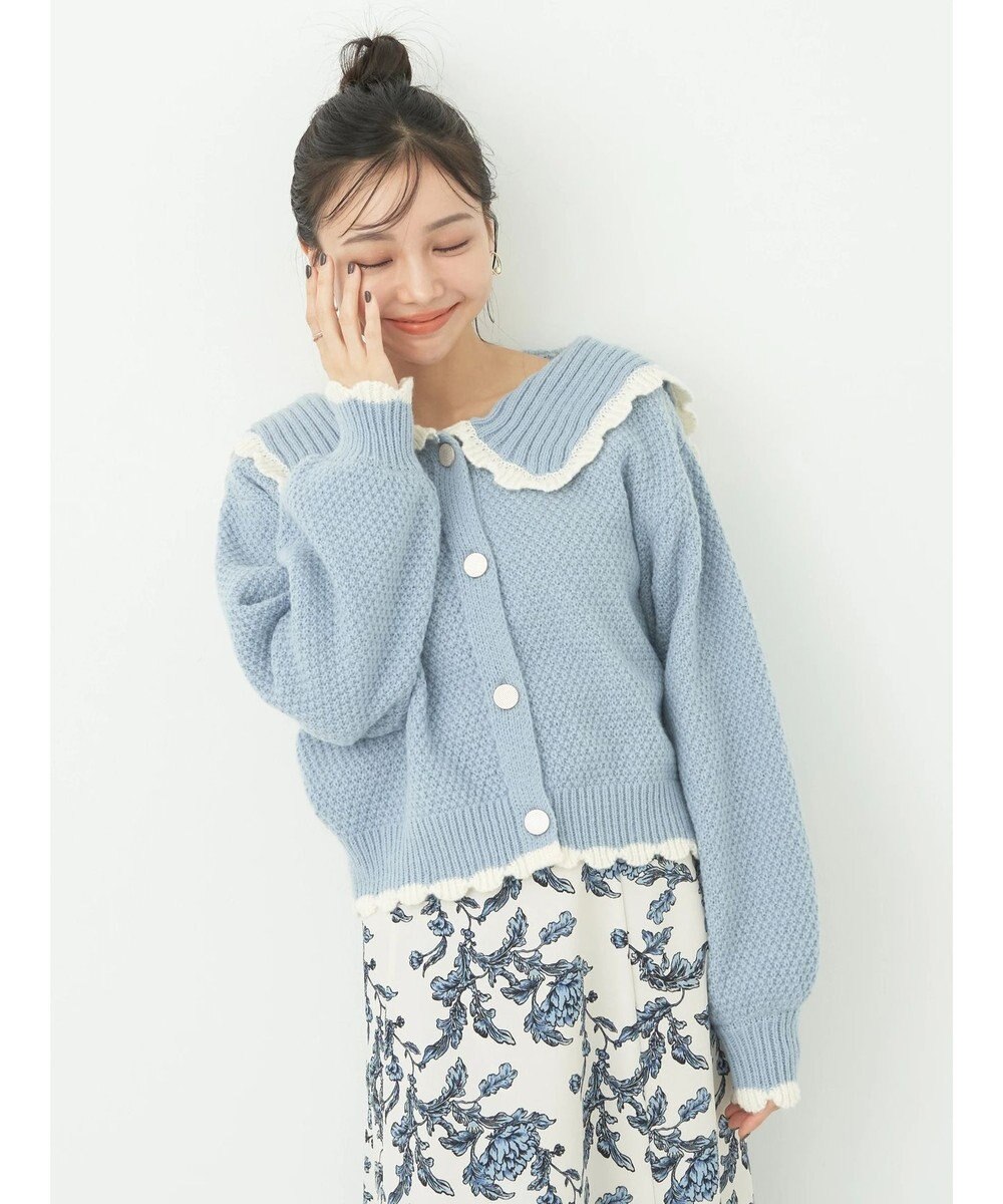 earth music&ecology フリルカラーカーディガン 