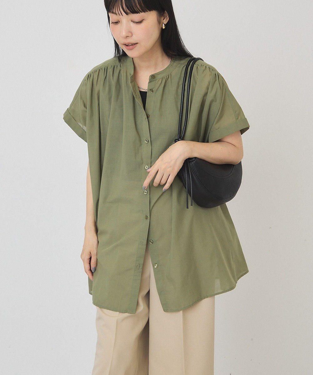 AMERICAN HOLIC 【予約】【WEB限定】イージーケア+接触冷感 フレンチスリーブギャザーシャツ 
