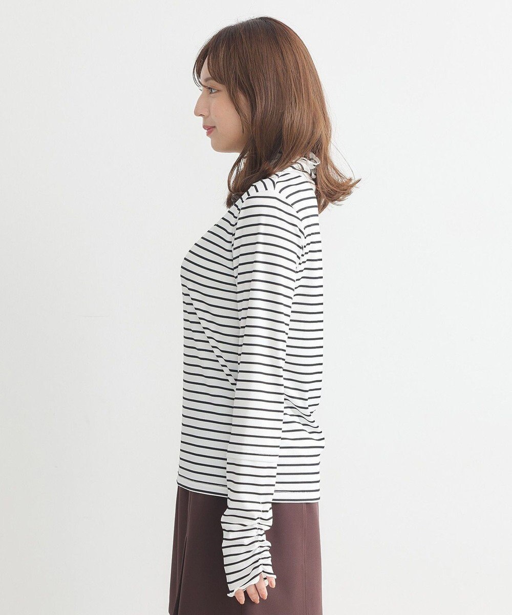 earth music&ecology シャーリングスリーブリブタートルプルオーバー 