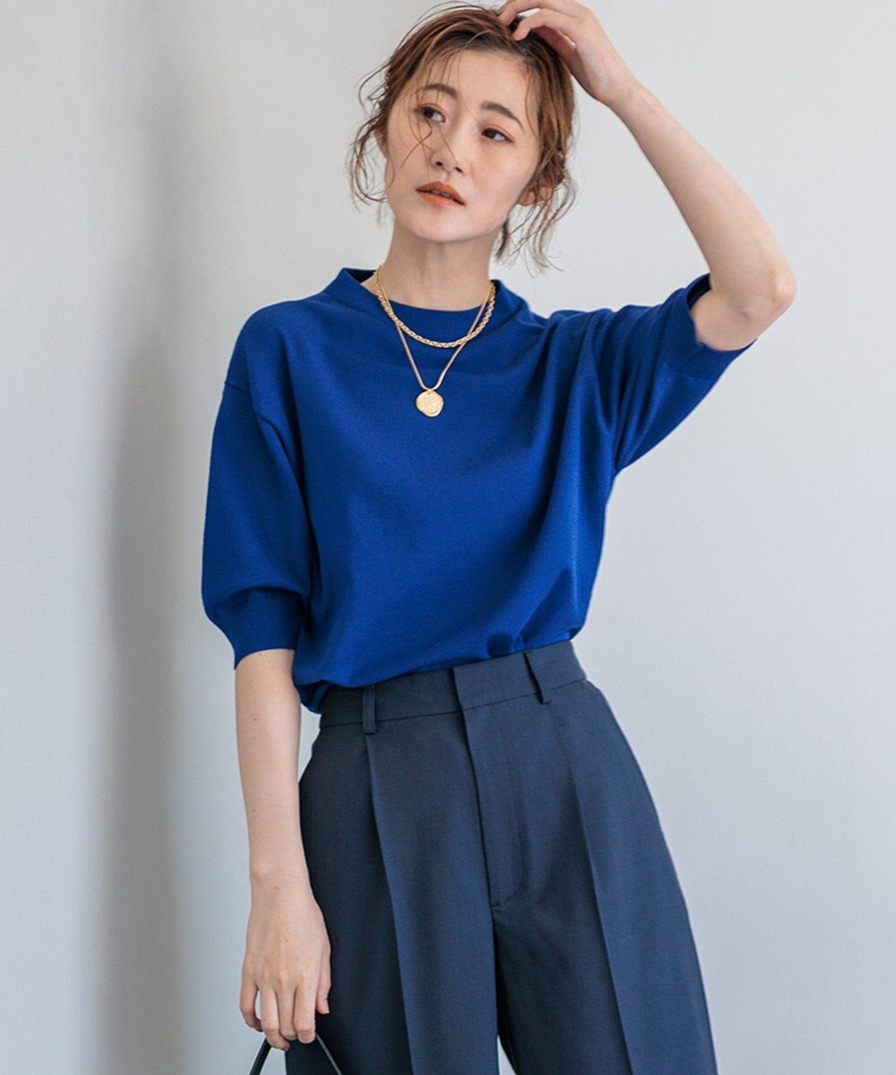 23区 【洗える】ヴィスコースストレッチ 半袖 ニット 