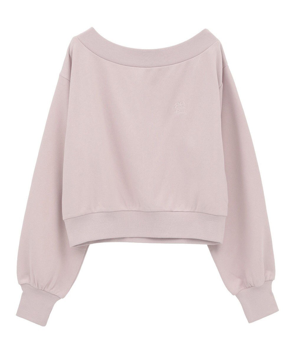 earth music&ecology ショート丈ワンポイント刺繍オフショルスウェット 