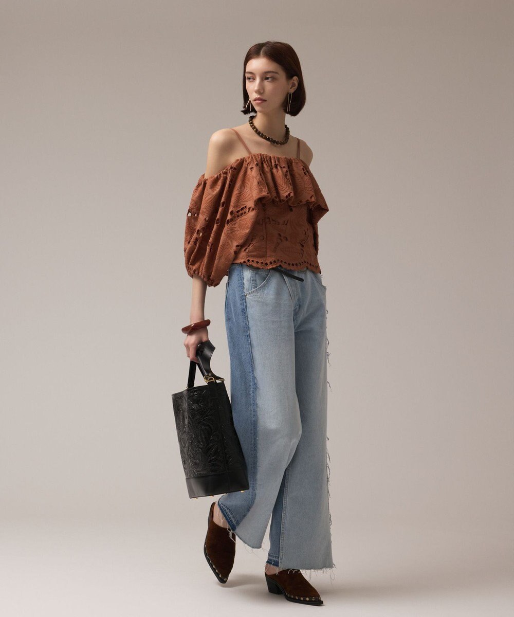 GRACE CONTINENTAL カットワークオフショルトップ 