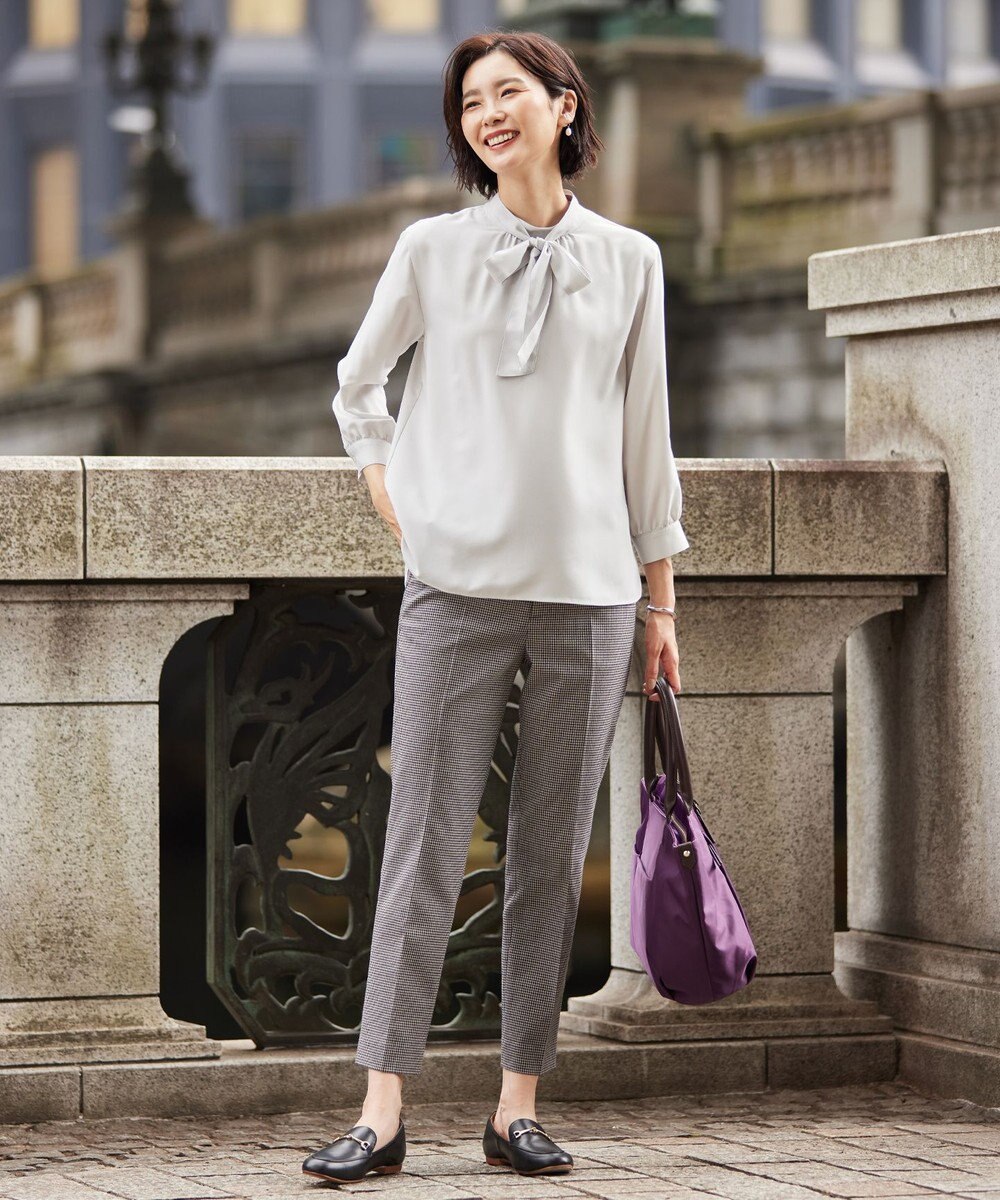 J.PRESS LADIES 【洗える】EcoVeroツイル テーパード パンツ 