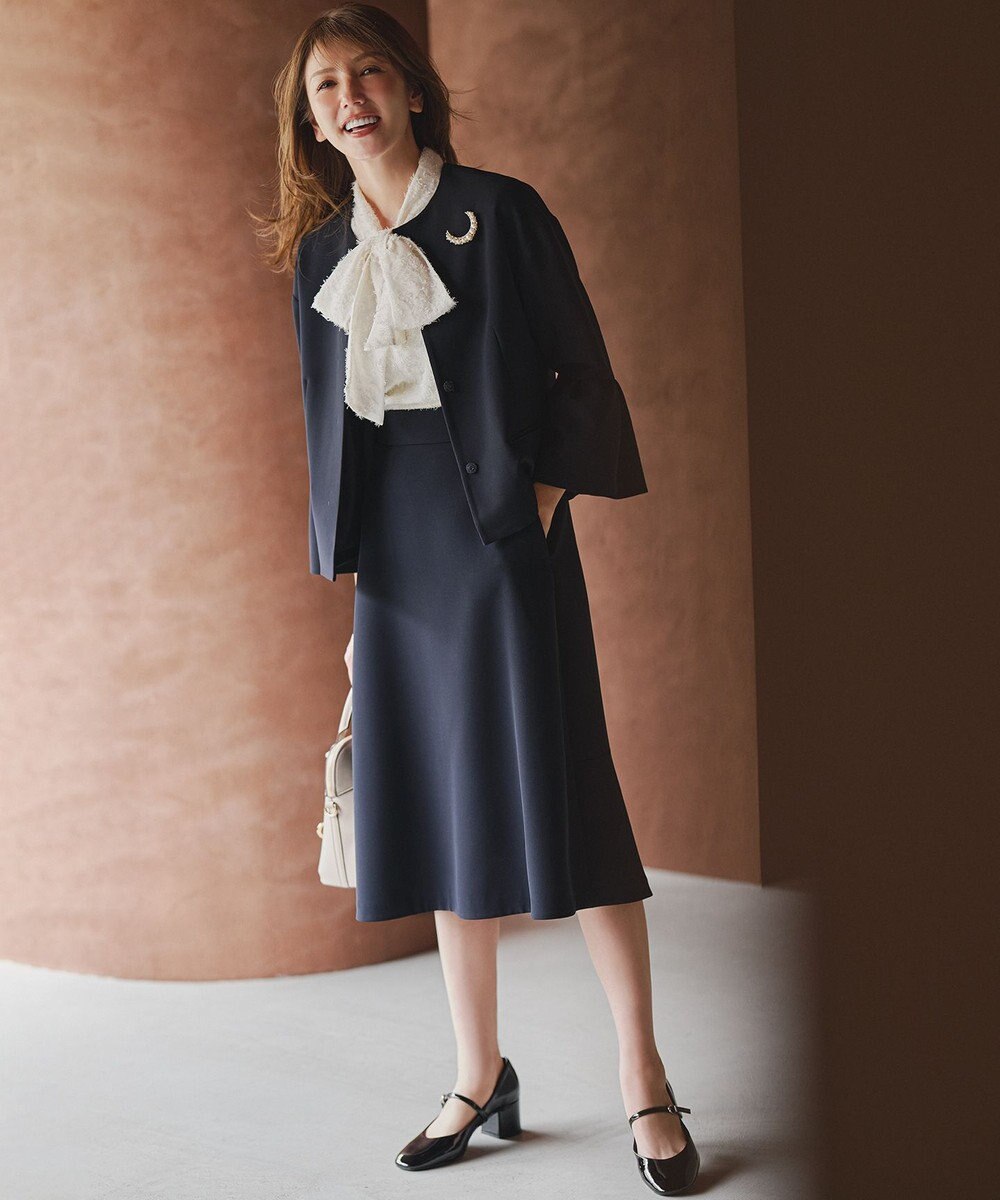 組曲 L 【KUMIKYOKU NAVY / 前後着用可】ヘアリーシフォン ブラウス 