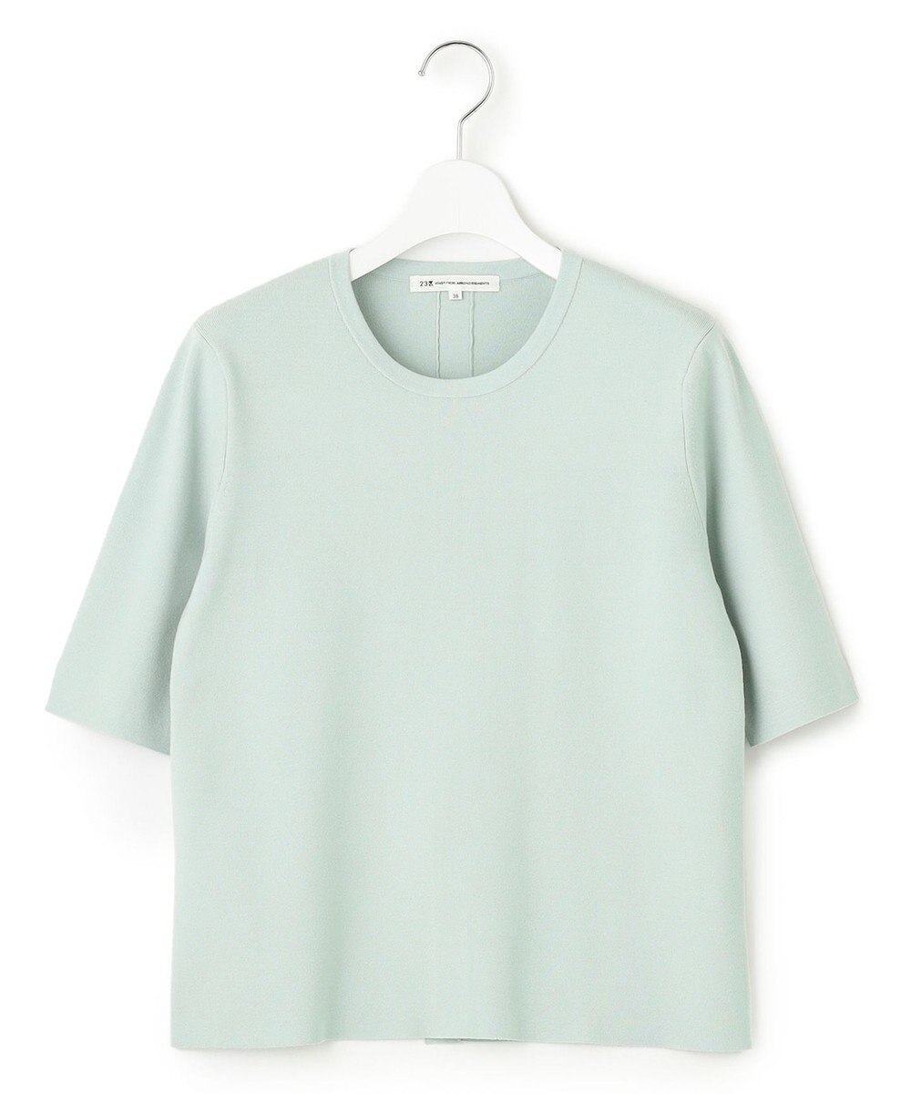 23区 L 【洗える】コンフォートストレッチ 5分袖 ニット 