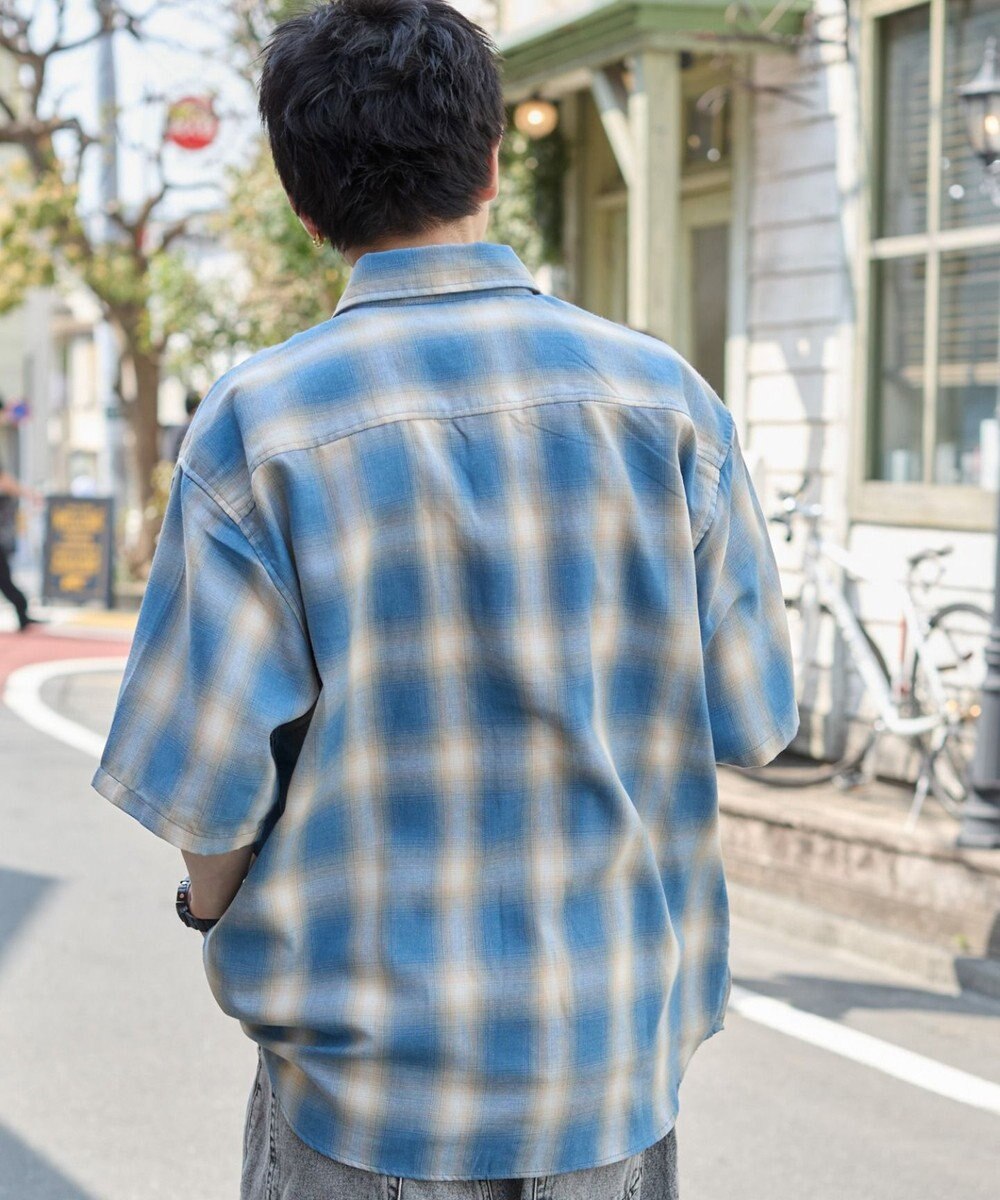 WEGO 【ユニセックス着用ITEM/SMLサイズ展開】オンブレチェックシャツ（SS） 