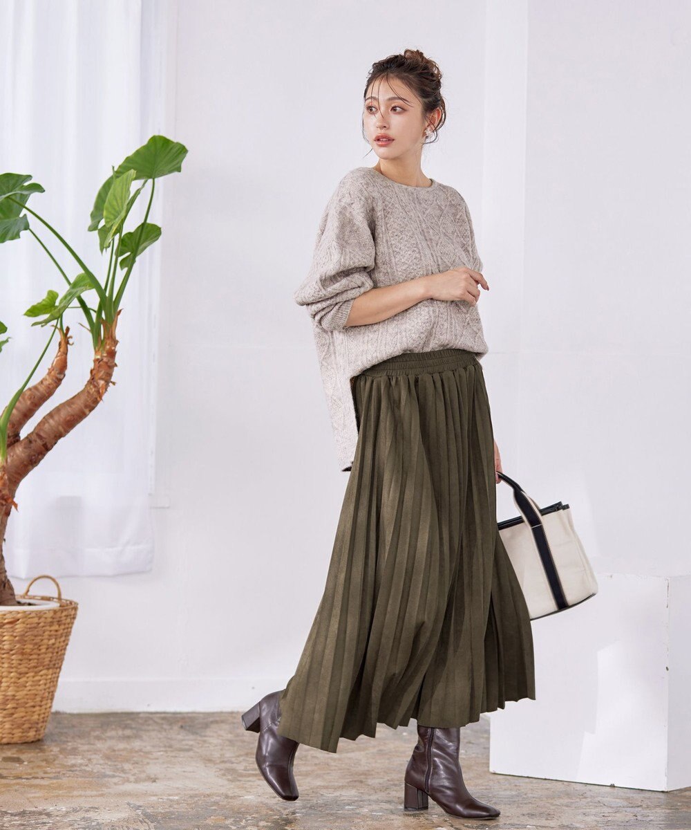 Tiaclasse 【洗える】ケーブル柄編みニットプルオーバー 