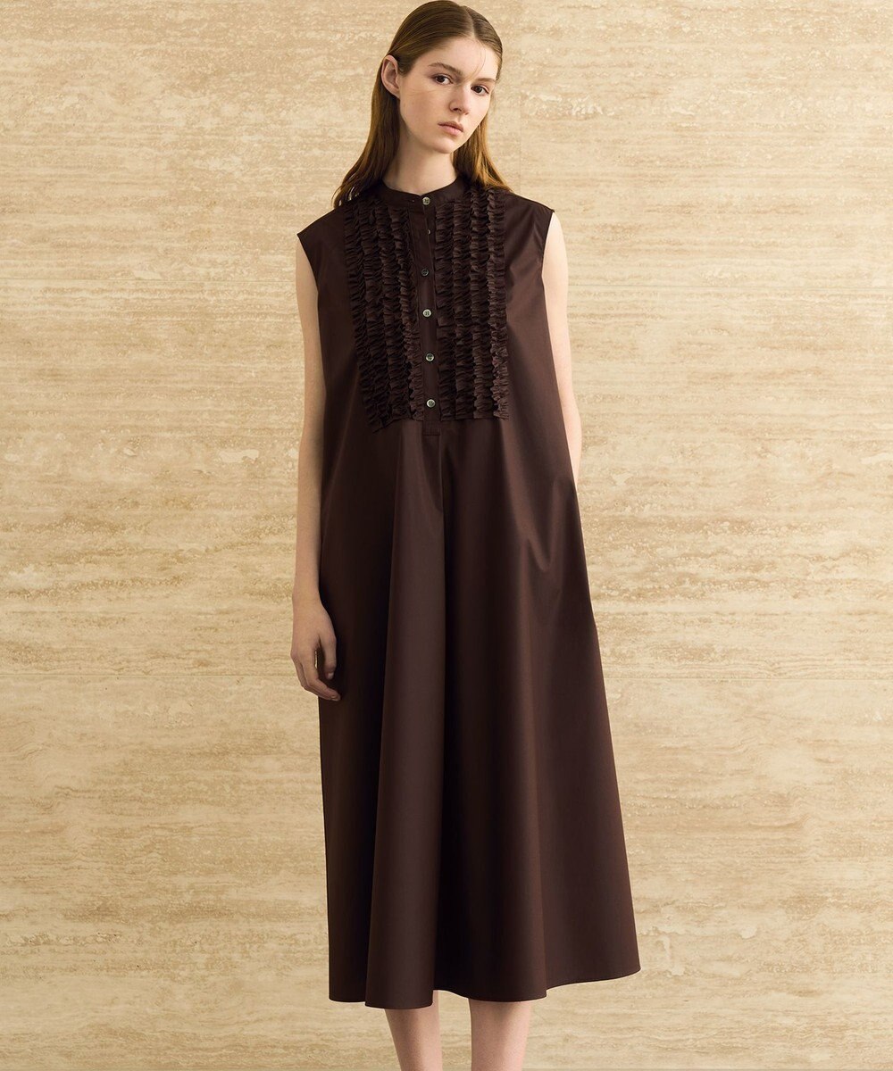 23区 【R(アール)】ルミナスコットン フロントフリル ワンピース 