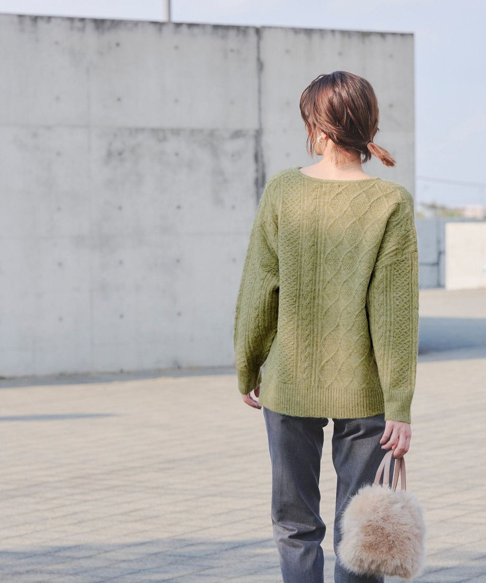 Tiaclasse 【洗える】ケーブル柄編みニットプルオーバー 