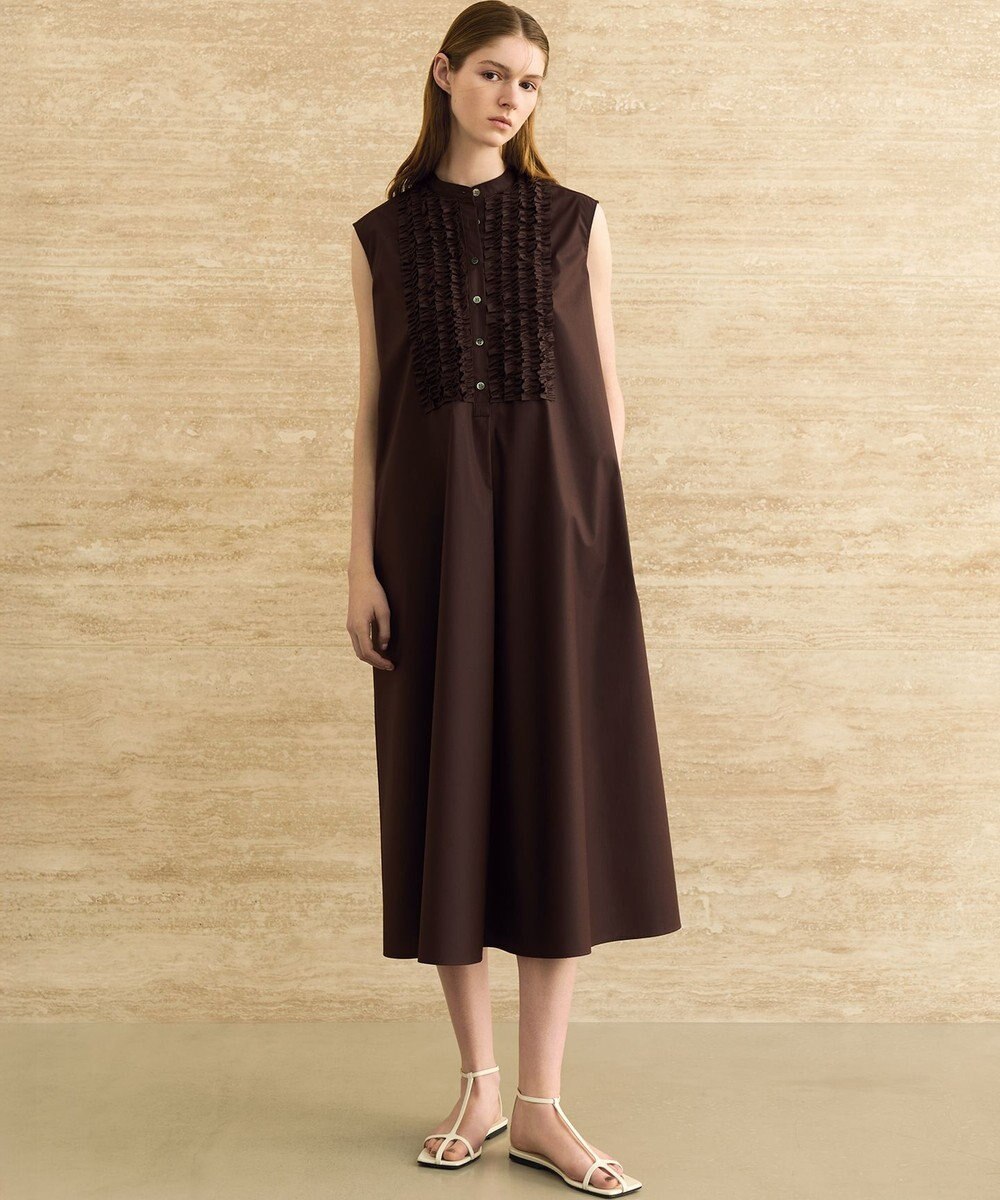 23区 【R(アール)】ルミナスコットン フロントフリル ワンピース 