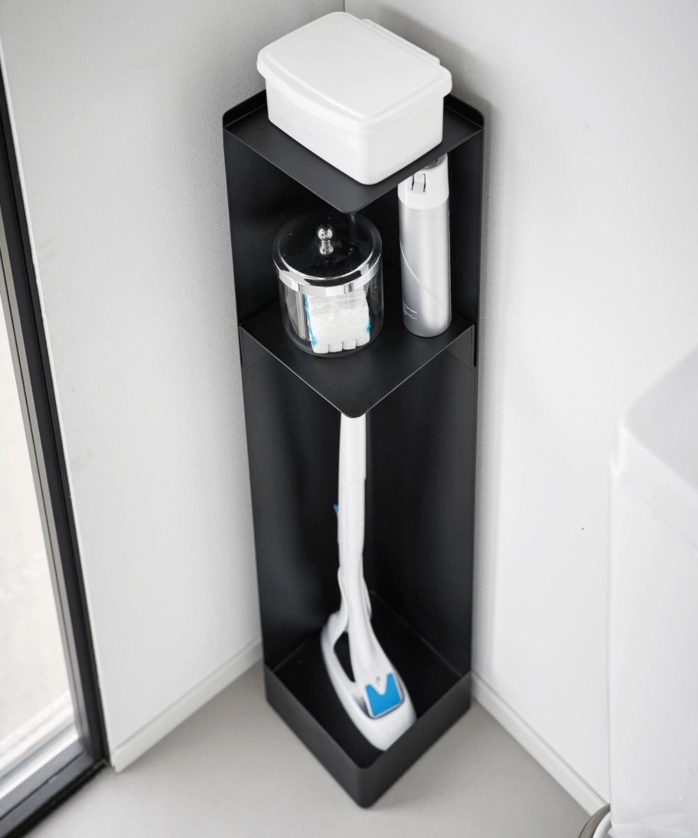 tower キャスター付きスリムトイレラック タワー ブラック 