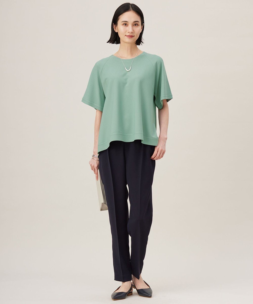 自由区 S 【接触冷感・UVカット・洗える】クレープストレッチAライン ニット 