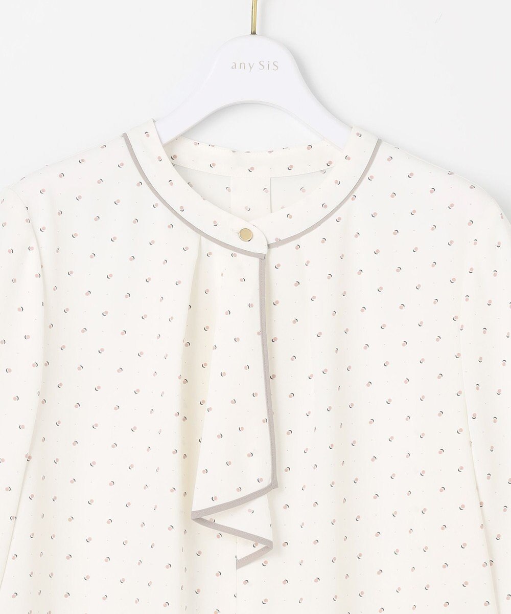 ANY SIS L 【洗える】バイカラーラッフルボウ ブラウス 