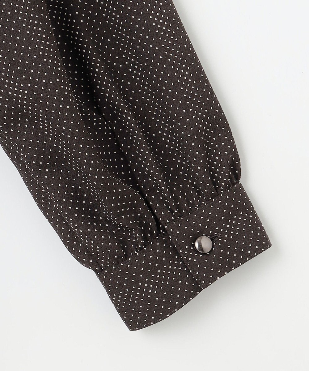 J.PRESS LADIES S 【洗える】ドットデシンプリント ボウタイ バンドカラー ブラウス 