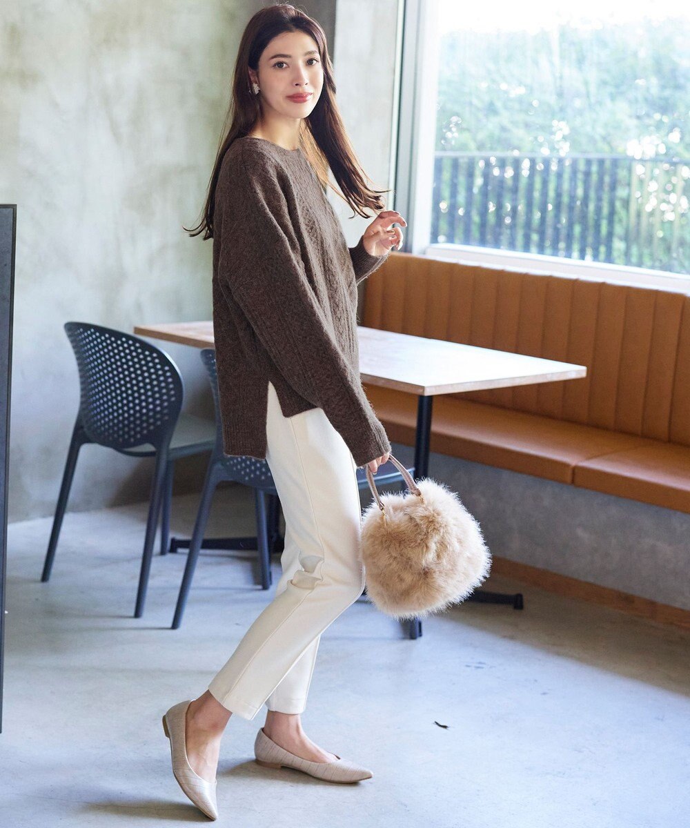 Tiaclasse 【洗える】ケーブル柄編みニットプルオーバー 