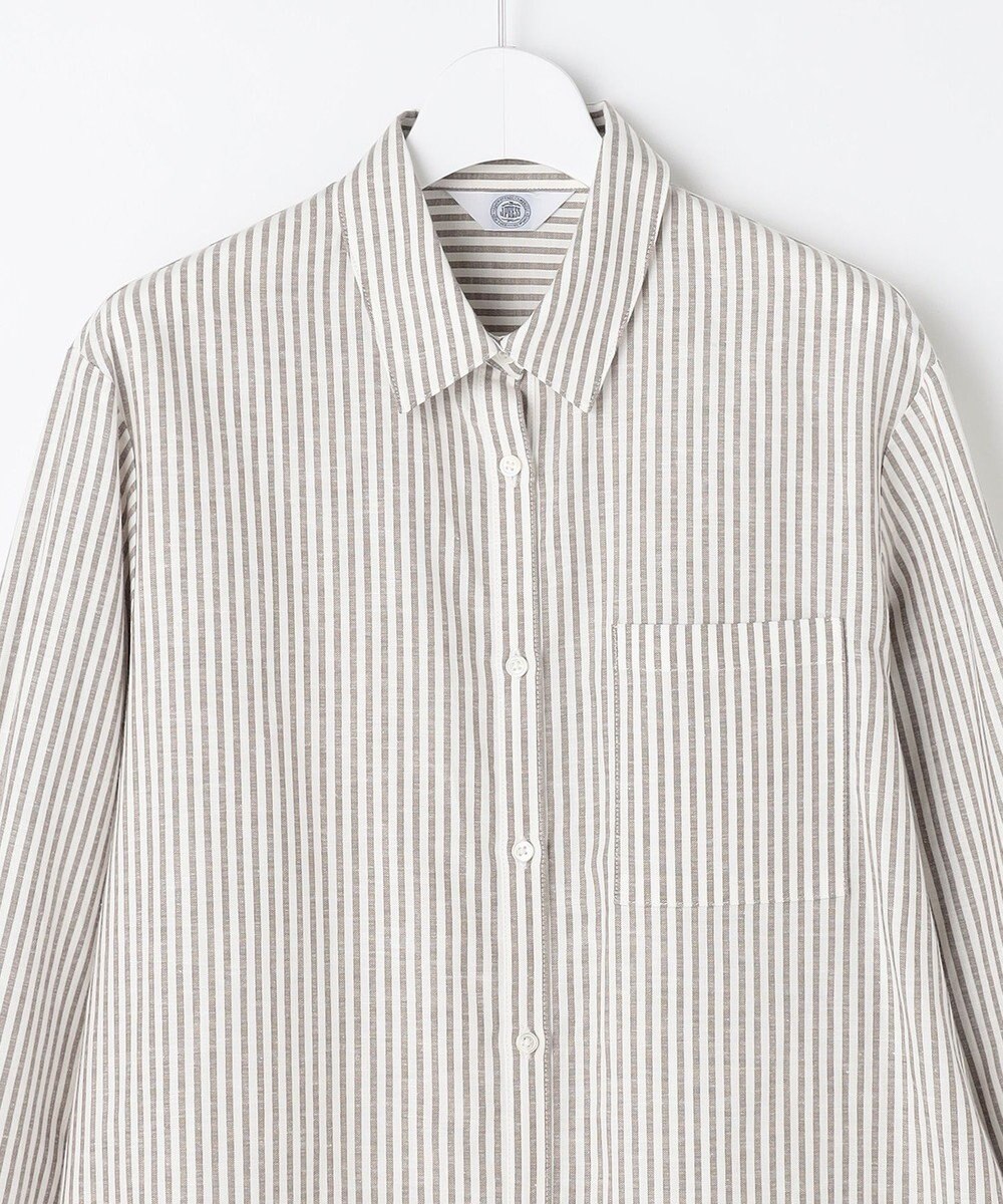 J.PRESS LADIES S リネンMIX ストライプ シャツ ブラウス 