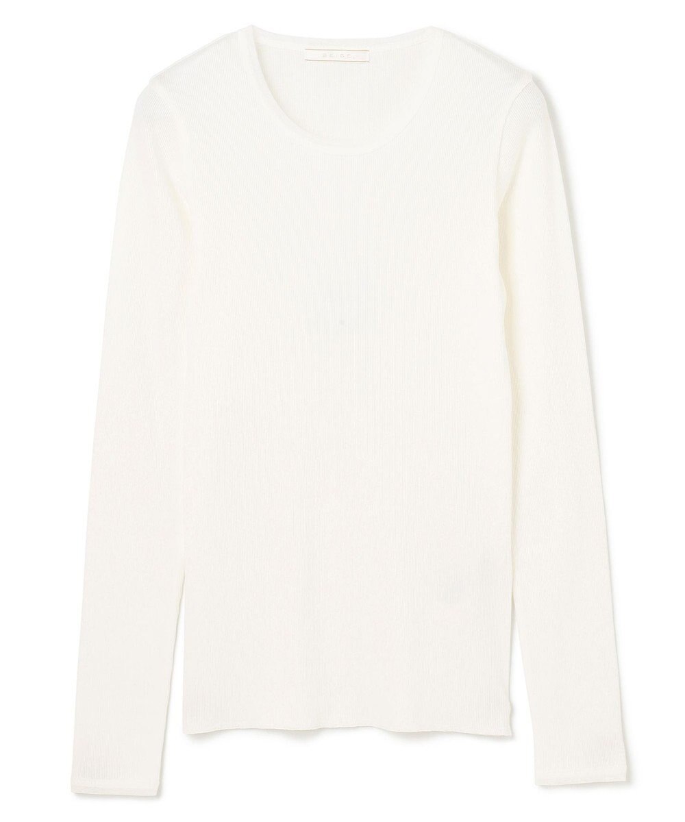 BEIGE， 【BEIGE,ecru/WEB限定・洗える】RIB TOPS /  コットンシルクロングスリーブトップス 