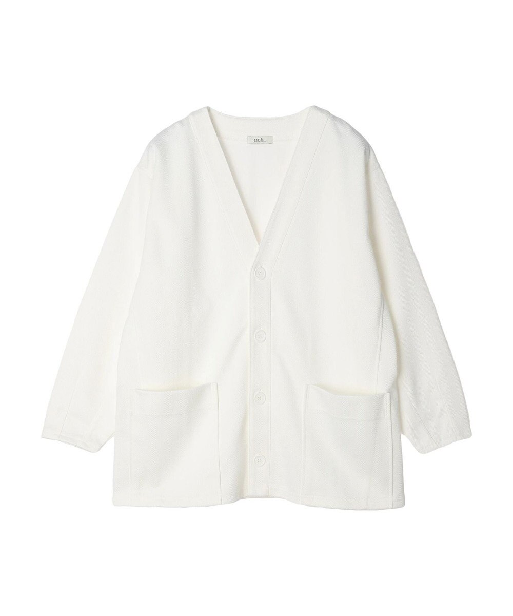 earth music&ecology ヘリンボーン調Ｖネックカーディガン 