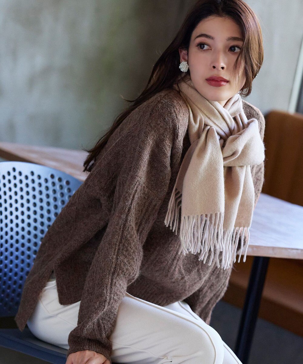 Tiaclasse 【洗える】ケーブル柄編みニットプルオーバー 