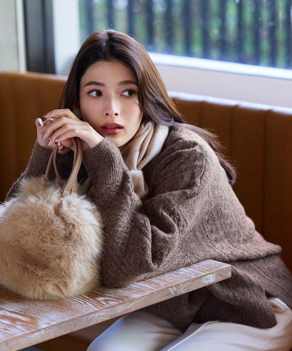 Tiaclasse 【洗える】ケーブル柄編みニットプルオーバー 