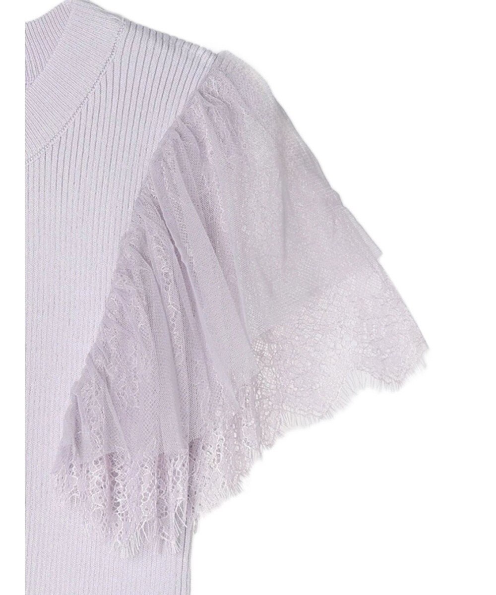 earth music&ecology 袖レースリブニットプルオーバー 