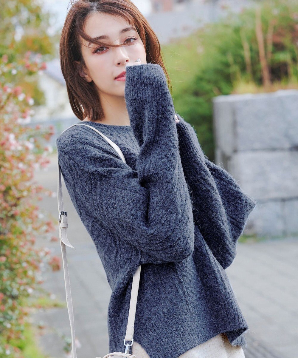 Tiaclasse 【洗える】ケーブル柄編みニットプルオーバー 