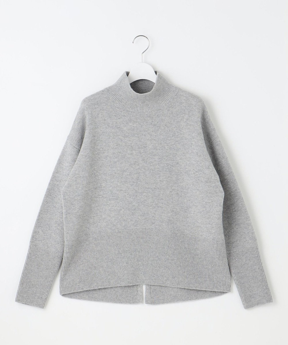 自由区 【洗える】ウールカシミヤブレンドラメスパンコールハイネック ニット 