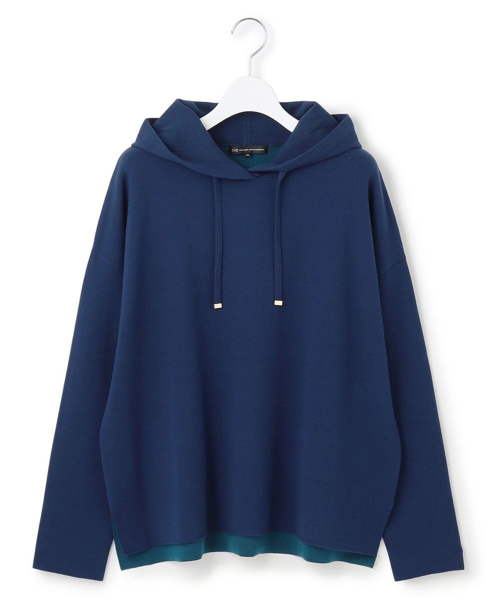 23区 L 【洗える】ダブルフェイスニット パーカー 