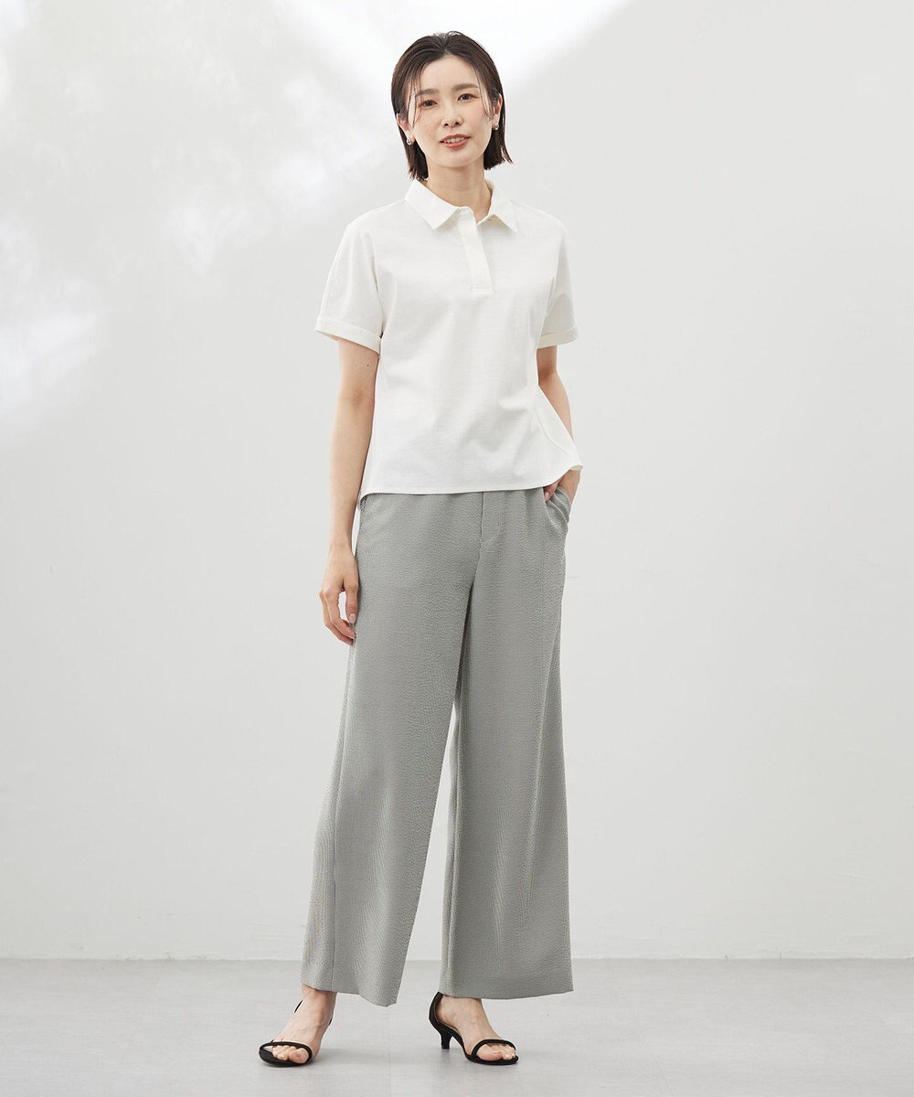 J.PRESS LADIES 【洗える】エアロツイルストライプ イージーパンツ 