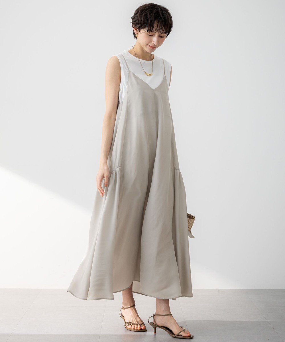 23区 【接触冷感性】フィブリルツイル キャミソールフレアワンピース 