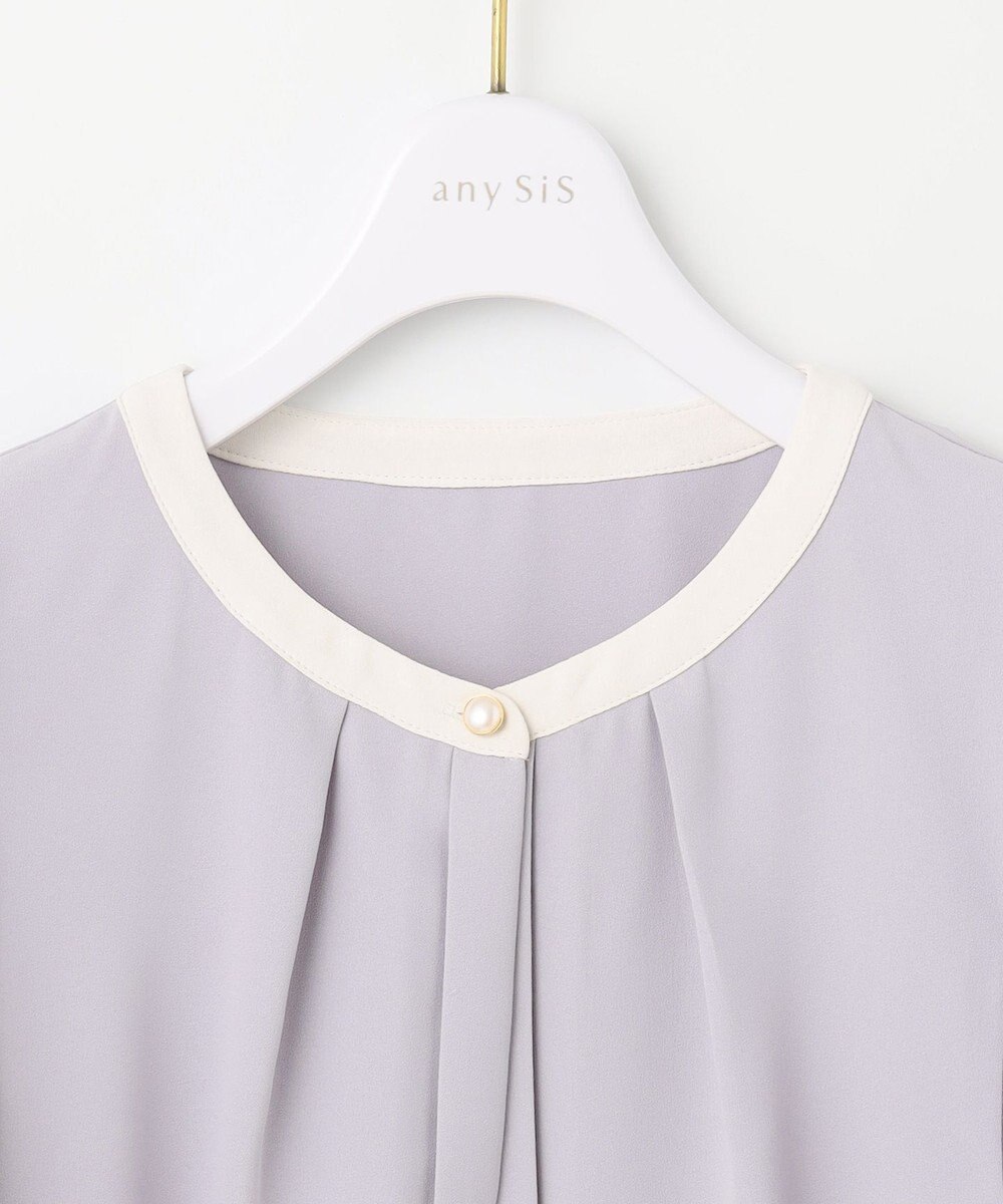 ANY SIS L 【洗える】2WAYバイカラーフレア ブラウス 