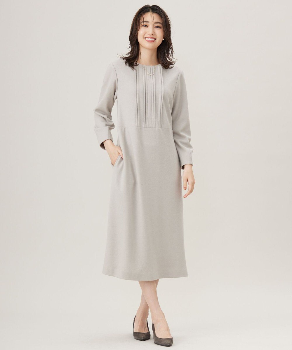 J.PRESS LADIES L 【セットアップ対応】ウールスムース タックディテール ワンピース 