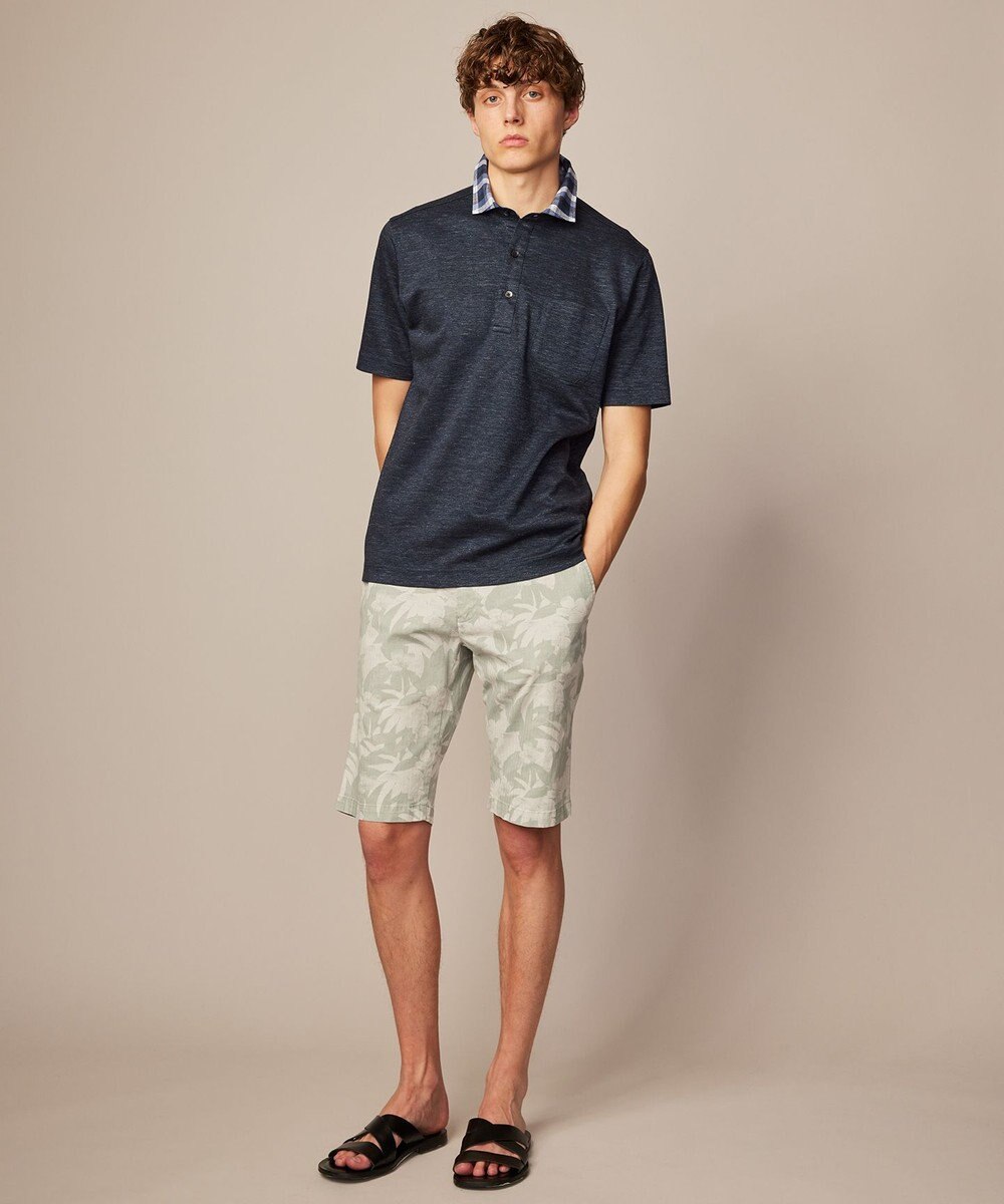 JOSEPH ABBOUD 【リネン素材/清涼感/吸水速乾】リネンハニカム 半袖 ポロシャツ 