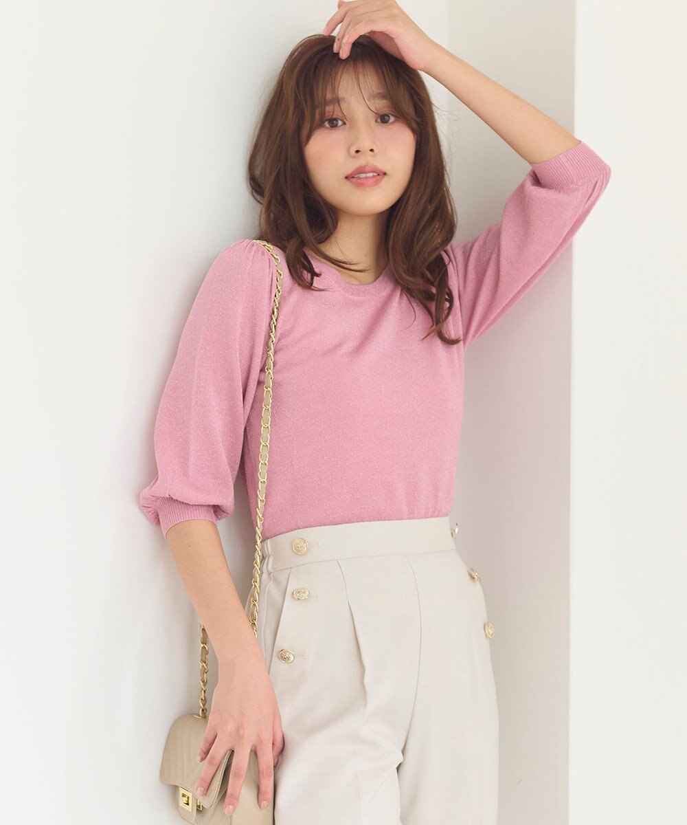 Feroux 【洗える】ラメ プルオーバーニット 