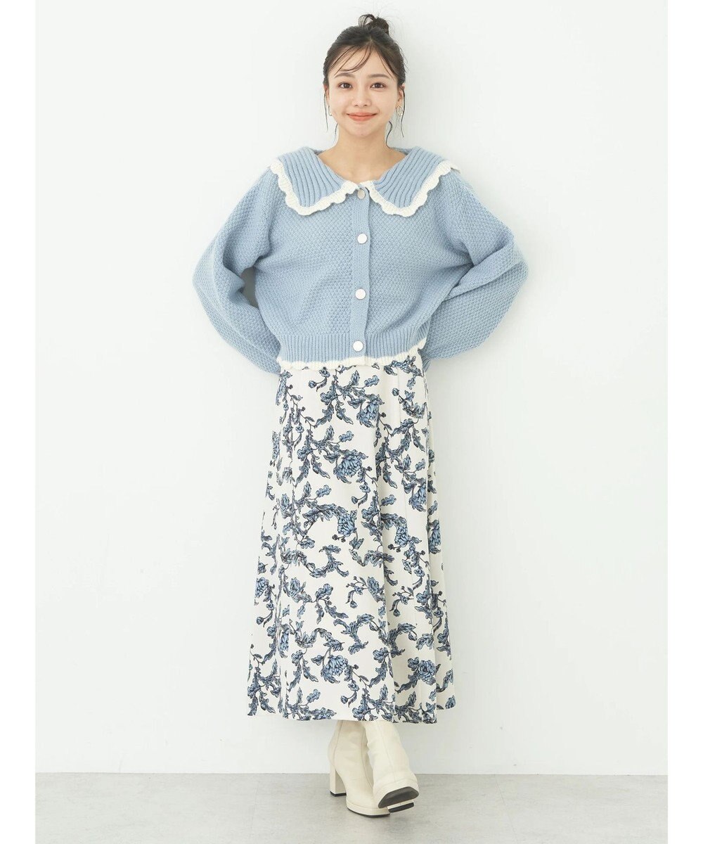 earth music&ecology フリルカラーカーディガン 