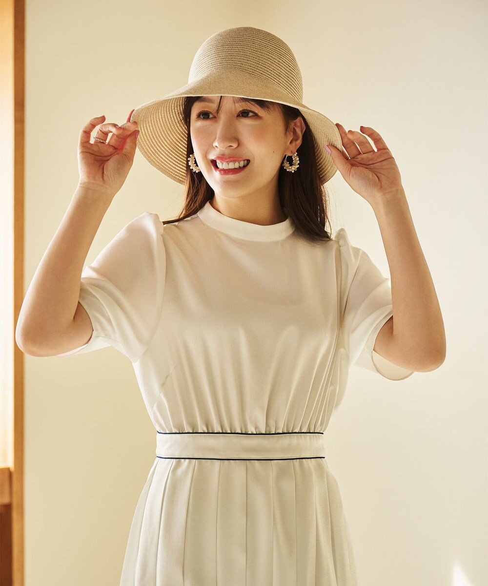 #Newans 【UVカット/洗える】〈花乃まりあさんコラボ〉リボン2本つきサマーハット 