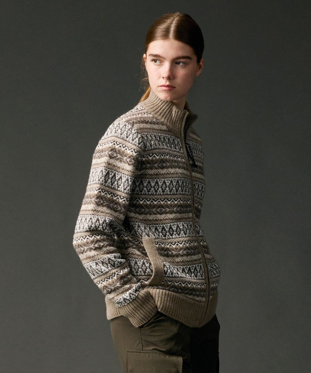 JOSEPH ABBOUD MOUNTAIN 【軽量/ソフト】ラム×モールジャカード ニットブルゾン 