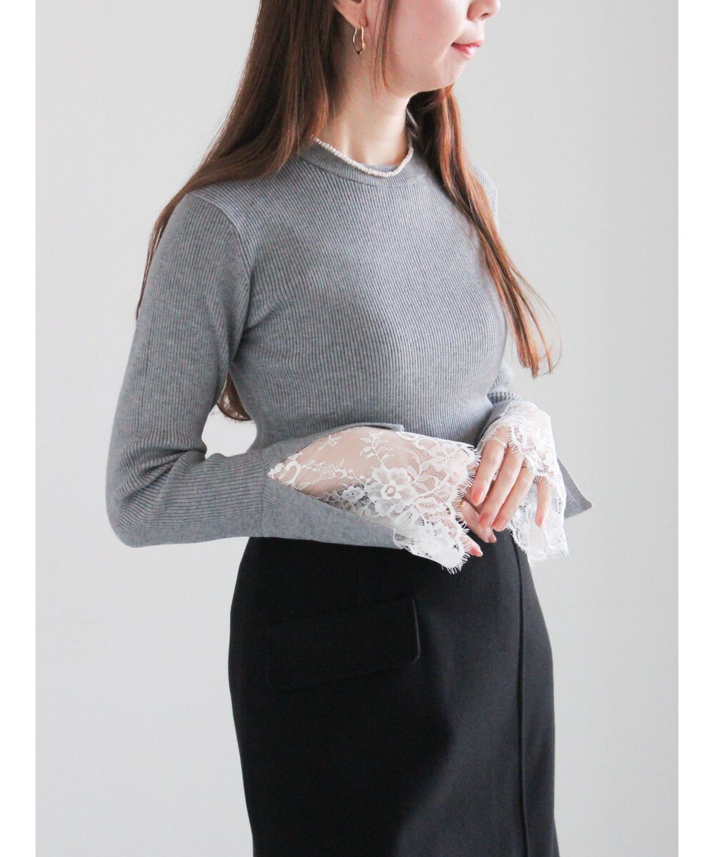 Te chichi レースカフスレイヤードニット 