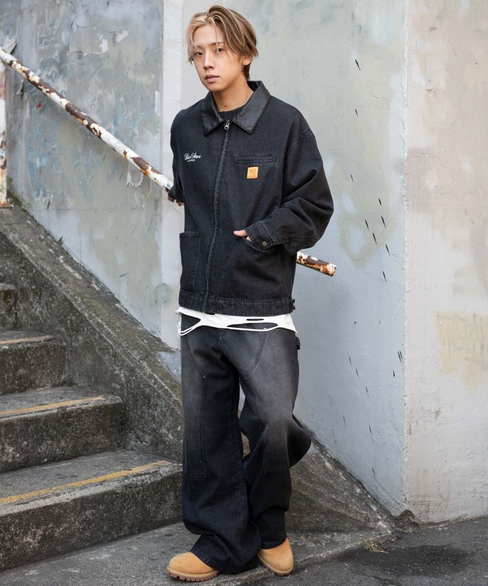 WEGO ワーカーズダブルニーデニムパンツ 