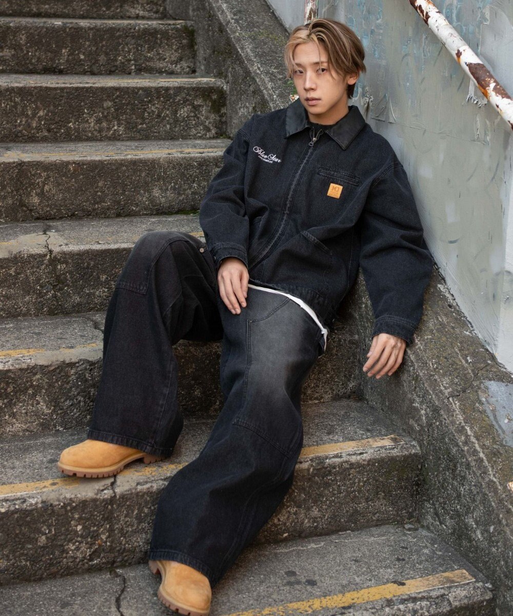 WEGO ワーカーズダブルニーデニムパンツ 