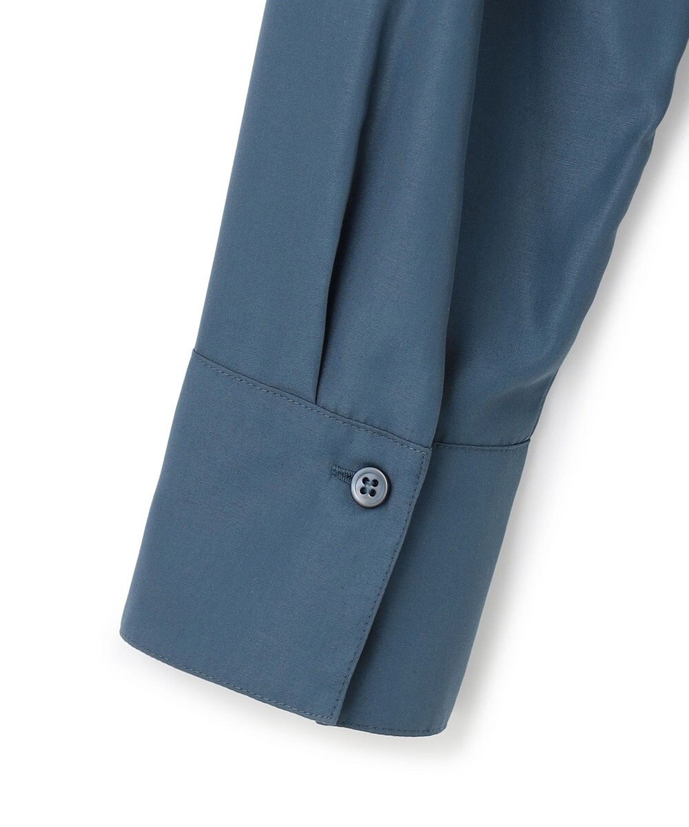 ICB 【洗える】 スパンローンプリーツ バンドカラーシャツ 