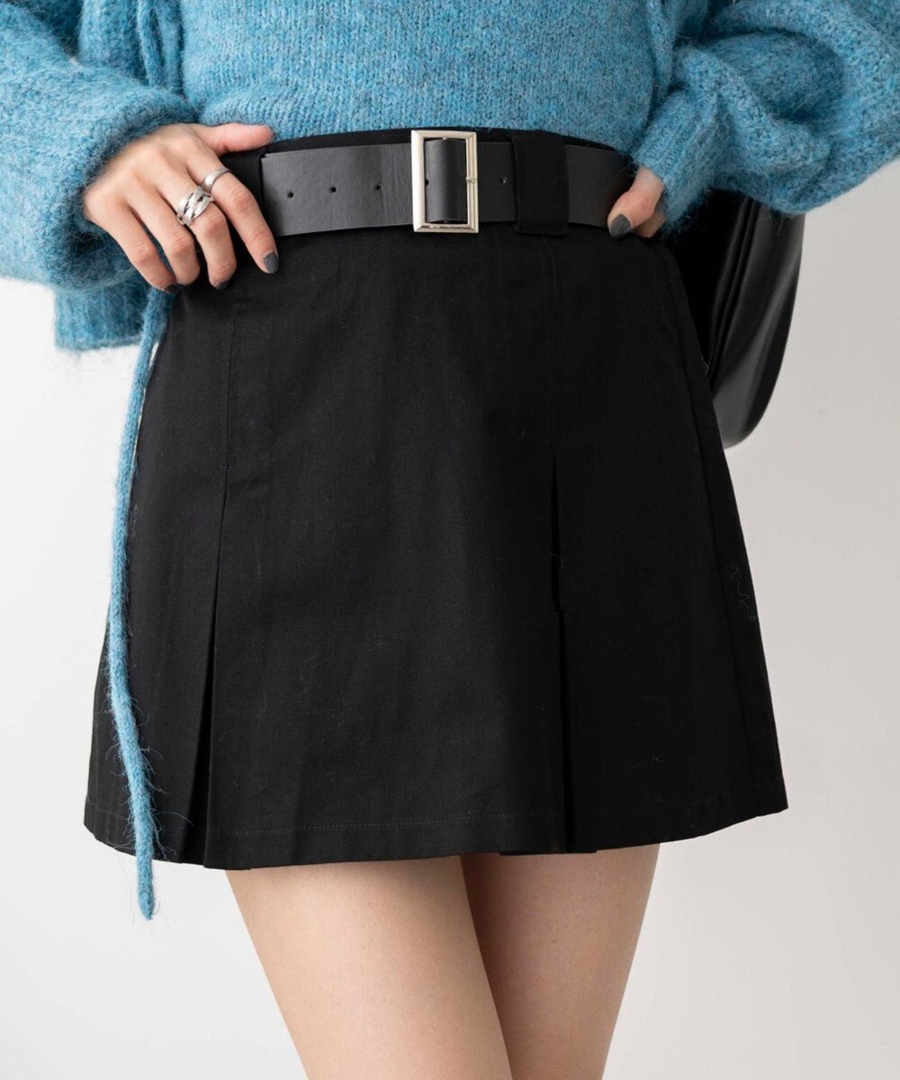 WEGO ベルト付チノプリーツスカパン 