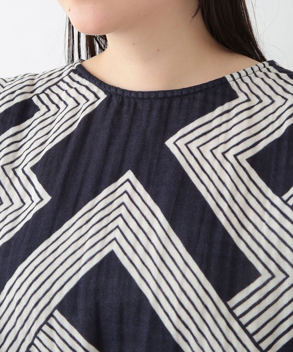 UCHINO クレープガーゼ ジオメトリックブラウス 