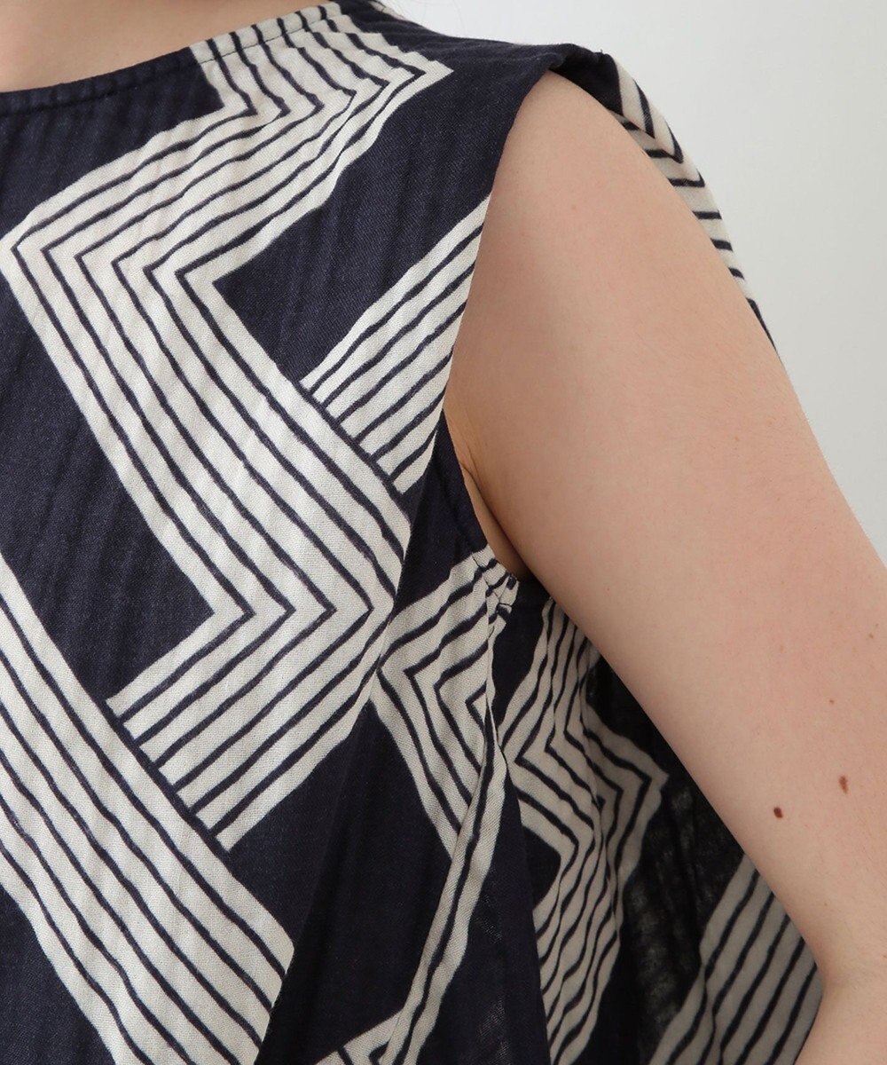 UCHINO クレープガーゼ ジオメトリックブラウス 