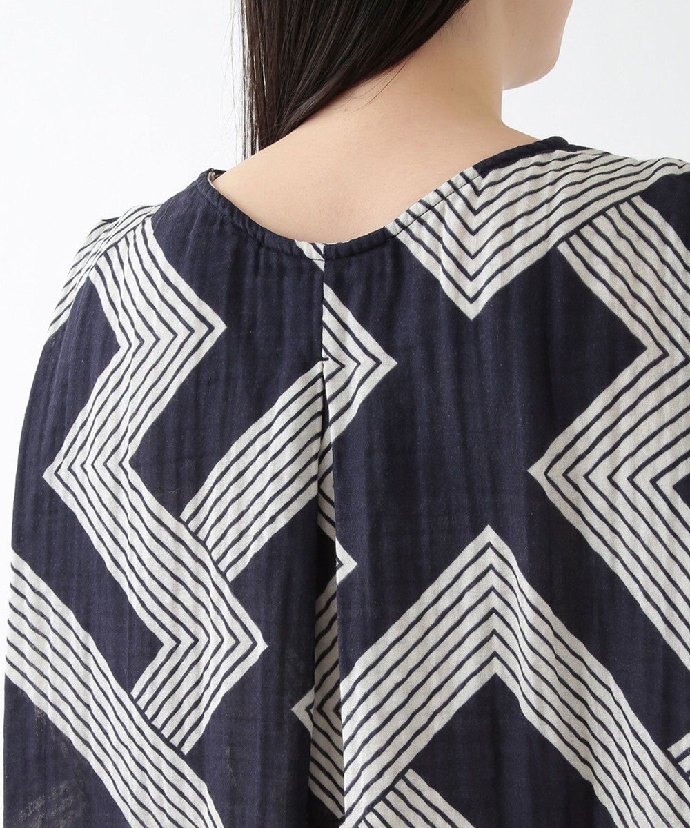 UCHINO クレープガーゼ ジオメトリックブラウス 