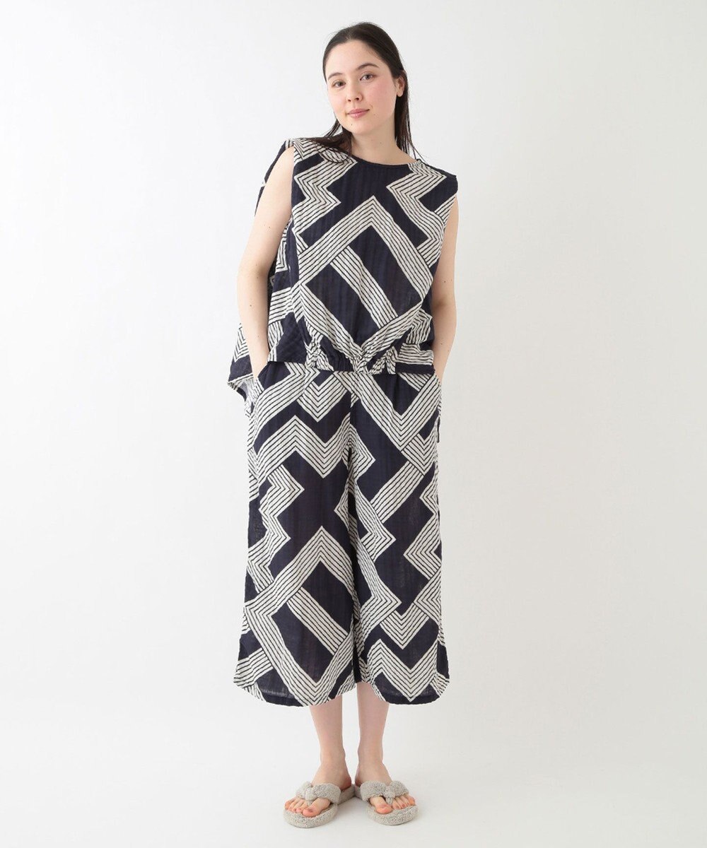 UCHINO クレープガーゼ ジオメトリックブラウス 