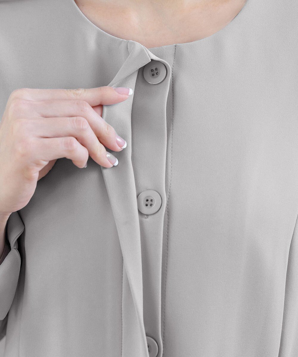 Tiaclasse 【ダブルストレッチ・洗える】ノーカラーAラインコート 