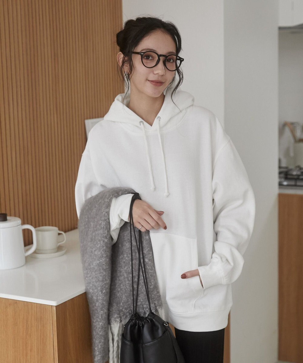 WEGO 【ユニセックス着用ITEM/裏起毛】リラックスフィットスウェットプルパーカー 