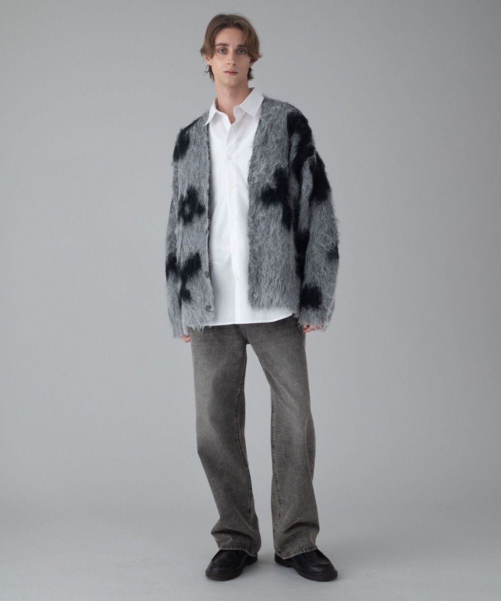 WEGO 【ユニセックス着用ITEM/MLサイズ展開】モヘアタッチパターンカーディガン 